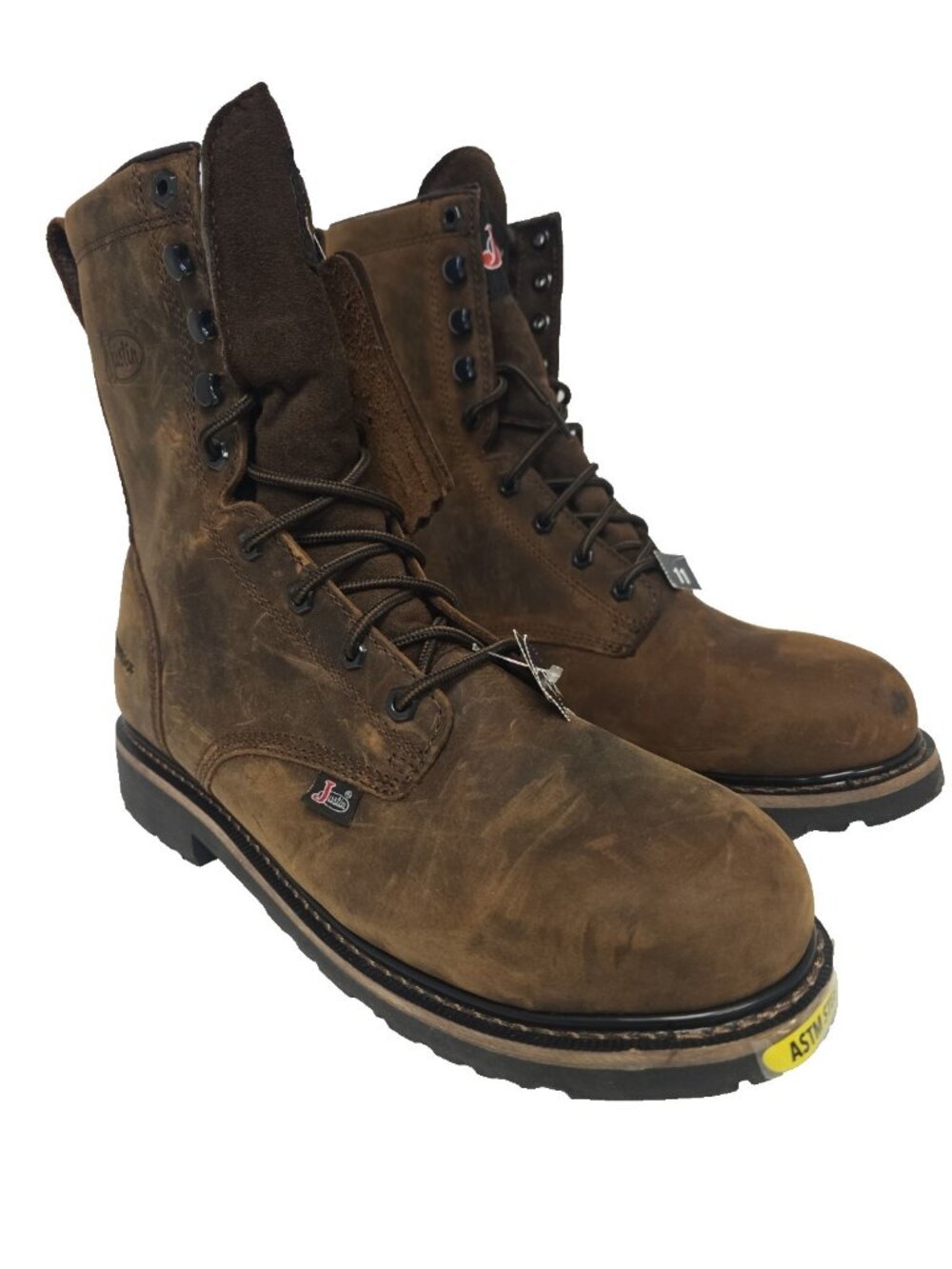 Justin Men's SE961 Original 8" Steel Toe Waterproof Work Boot Brown Size 11D